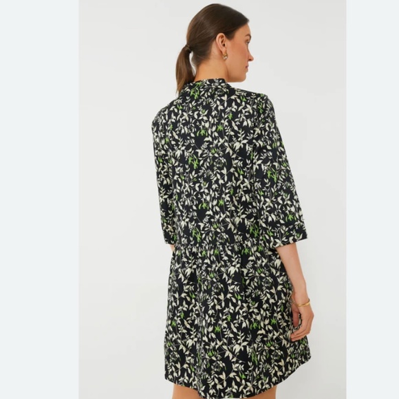 NWT Tuckernuck Women Verdant Iris ¾ Sleeve Mini Shirt Dress Sz M Black Cotton - Picture 2 of 16